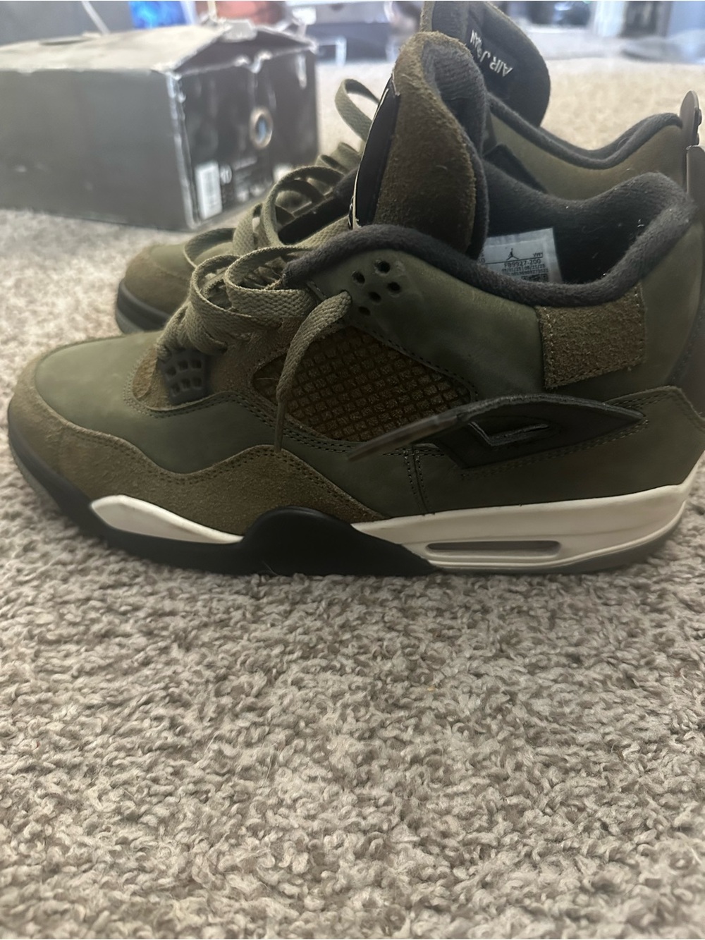 Jordan Men's Olive Green High-Top Sneakers - Picture 2 of 8